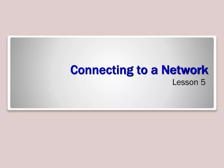 connecting to a network