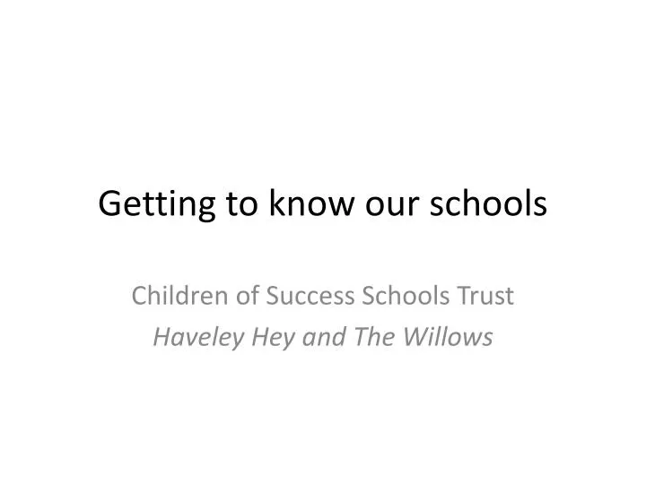 getting to know our schools