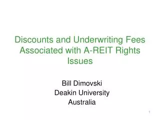 Discounts and Underwriting Fees Associated with A-REIT Rights Issues