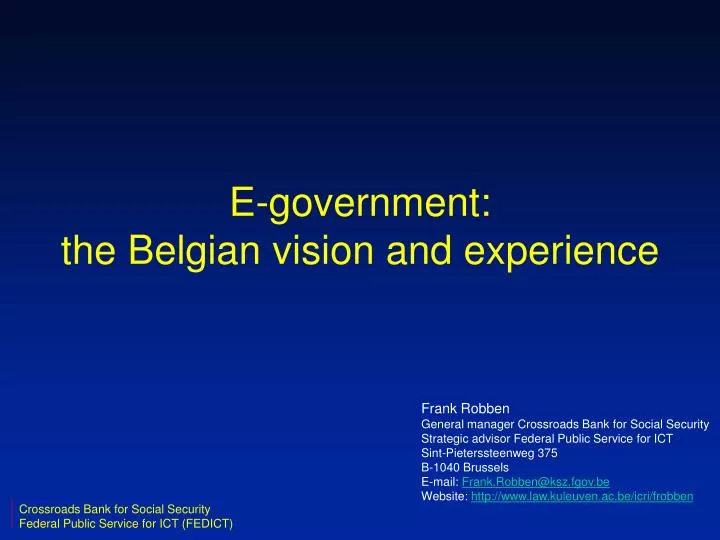 e government the belgian vision and experience