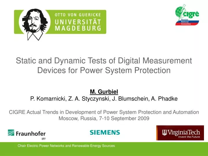 static and dynamic tests of digital measurement devices for power system protection