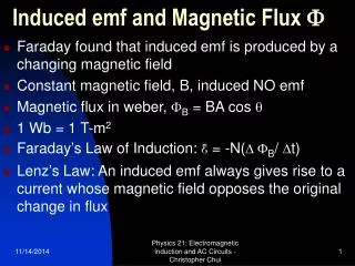induced emf and magnetic flux f