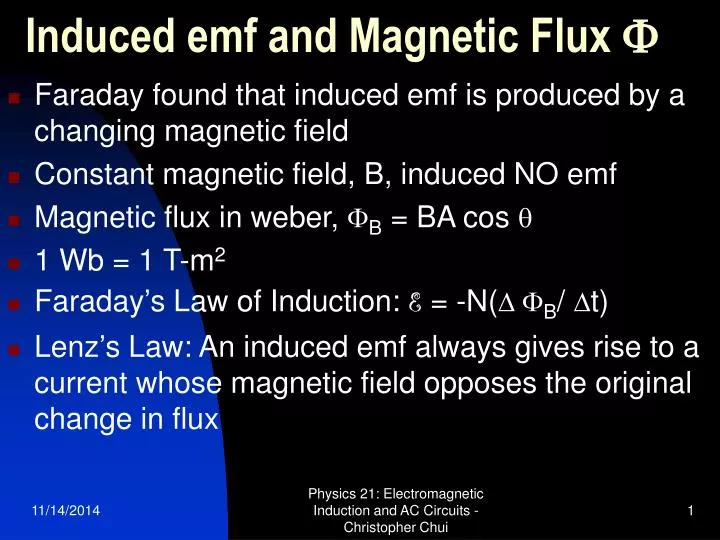 induced emf and magnetic flux f
