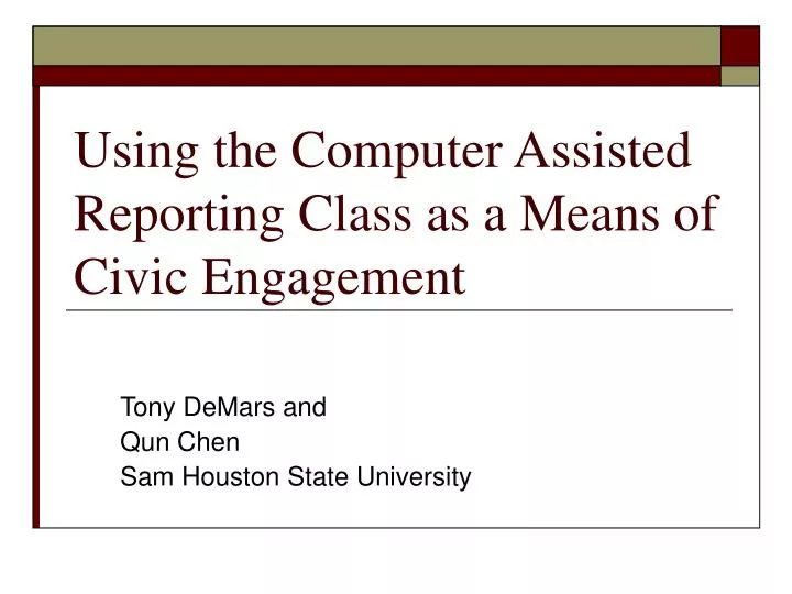 using the computer assisted reporting class as a means of civic engagement