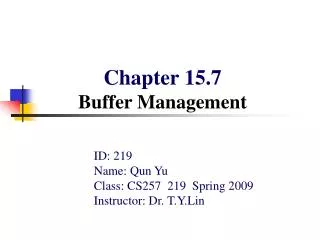 Chapter 15.7 Buffer Management
