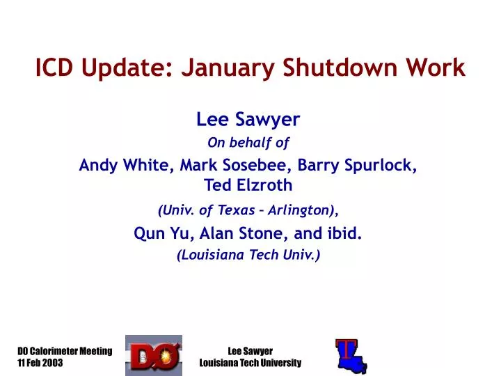 icd update january shutdown work