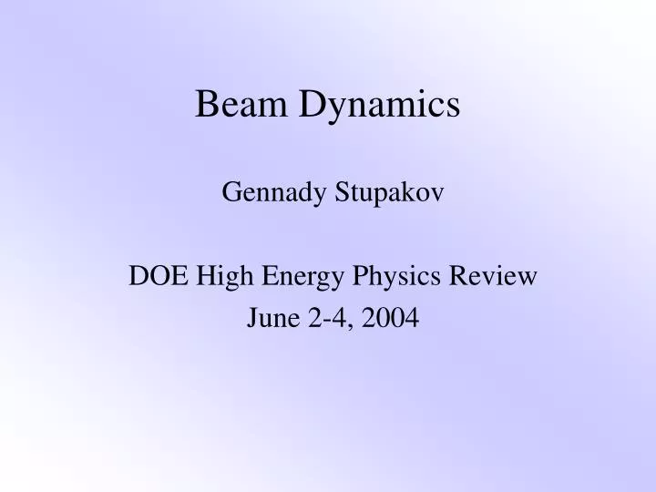 beam dynamics