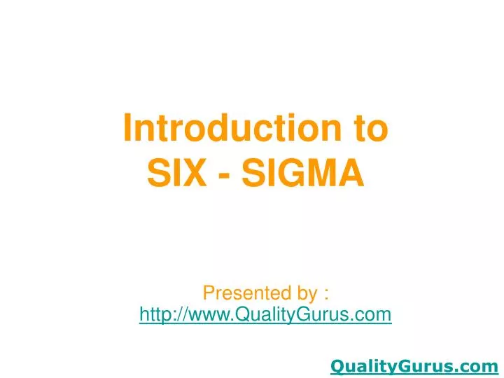 introduction to six sigma