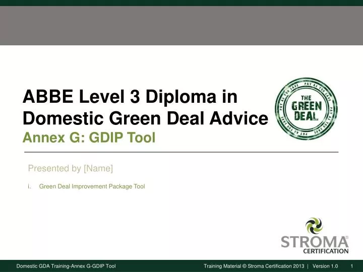abbe level 3 diploma in domestic green deal advice annex g gdip tool