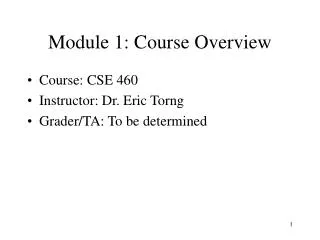Module 1: Course Overview