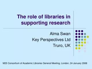 The role of libraries in supporting research