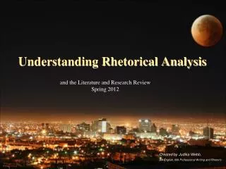 Understanding Rhetorical Analysis
