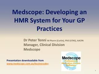 Medscope: Developing an HMR System for Your GP Practices
