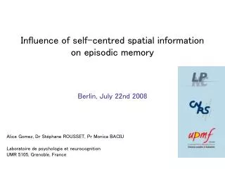 Influence of self-centred spatial information on episodic memory
