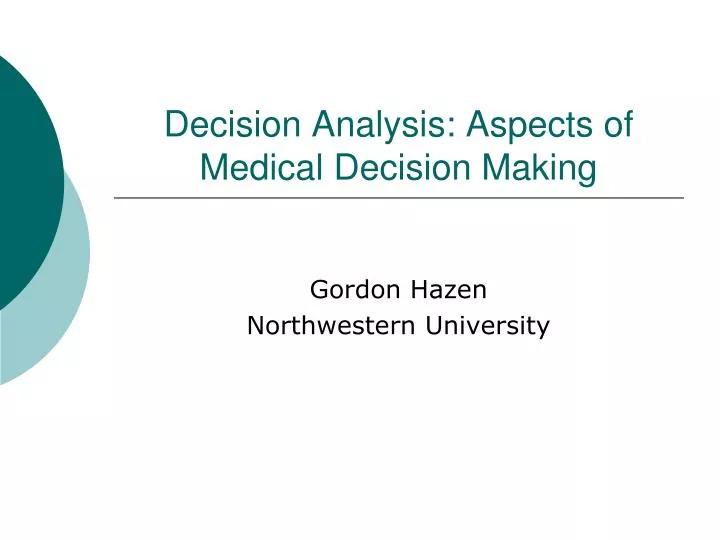 decision analysis aspects of medical decision making
