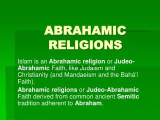 ABRAHAMIC RELIGIONS