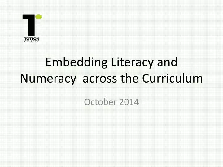 embedding literacy and numeracy across the curriculum