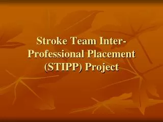 Stroke Team Inter-Professional Placement (STIPP) Project