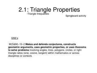 2.1: Triangle Properties