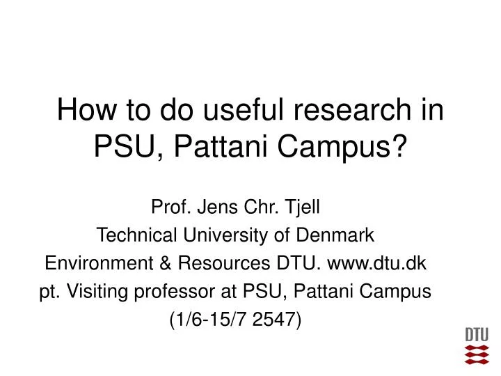 how to do useful research in psu pattani campus