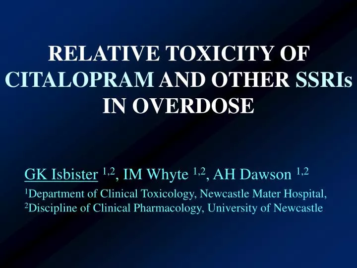 relative toxicity of citalopram and other ssris in overdose