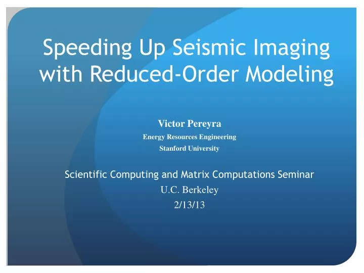 speeding up seismic imaging with reduced order modeling