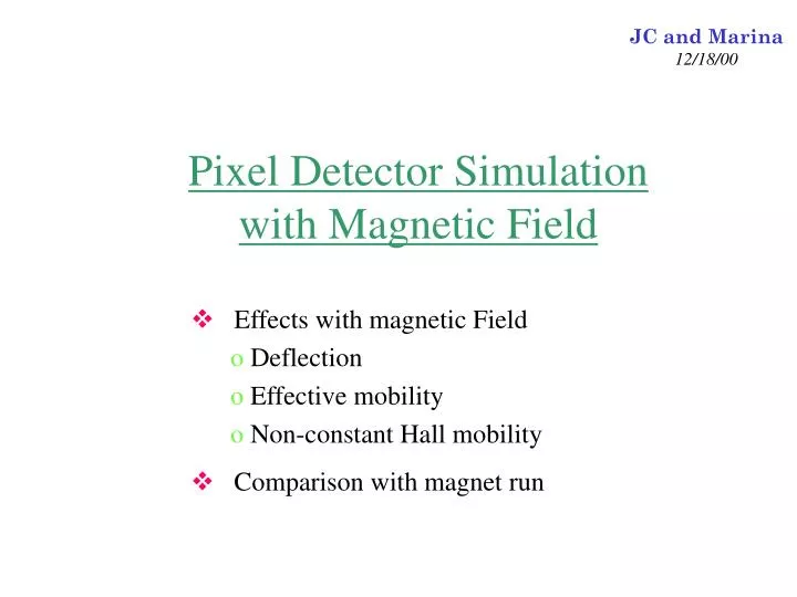pixel detector simulation with magnetic field