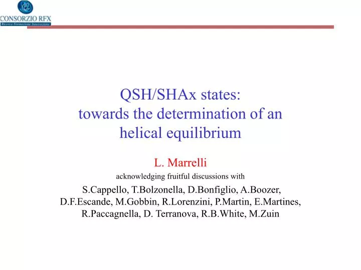 qsh shax states towards the determination of an helical equilibrium