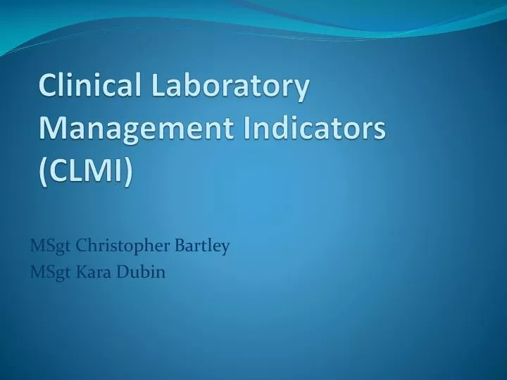clinical laboratory management indicators clmi
