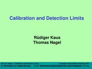 Calibration and Detection Limits