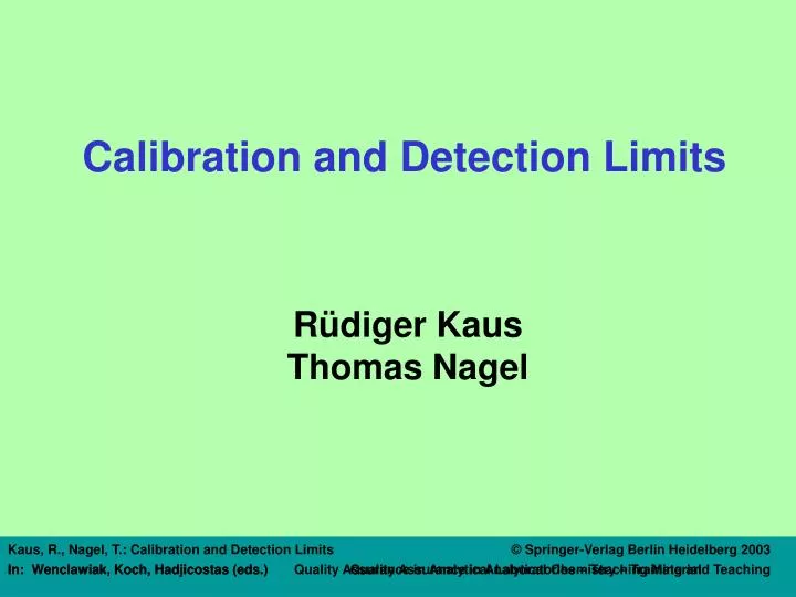 calibration and detection limits