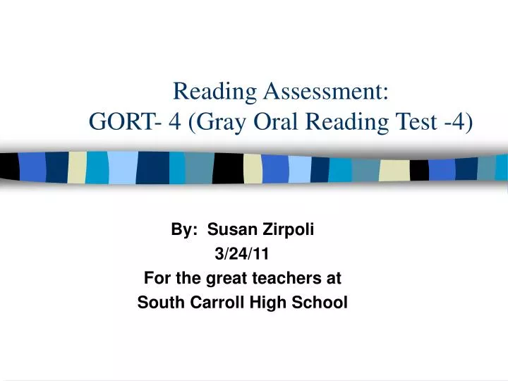 reading assessment gort 4 gray oral reading test 4