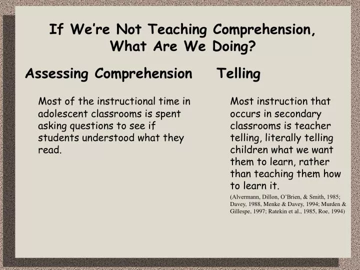 if we re not teaching comprehension what are we doing