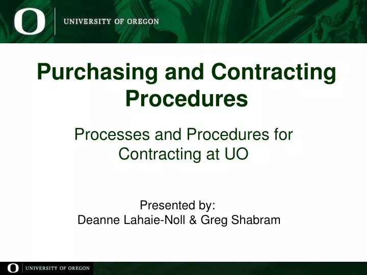 purchasing and contracting procedures