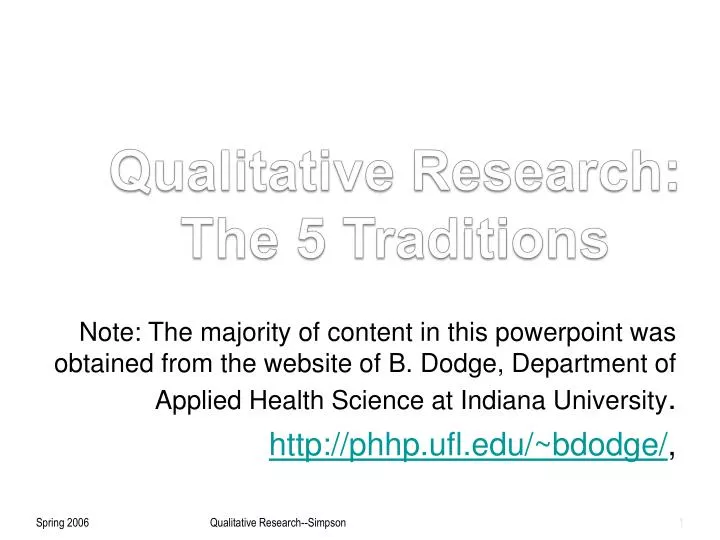 qualitative research the 5 traditions