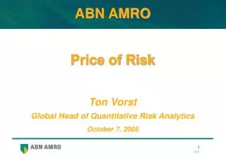 Price of Risk