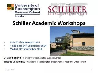 Schiller Academic Workshops