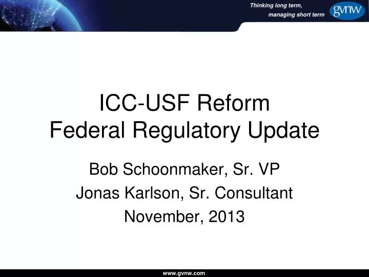 icc usf reform federal regulatory update