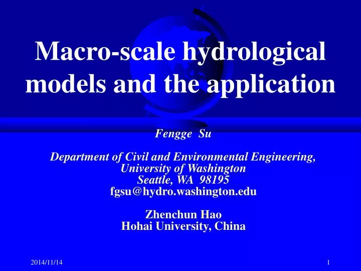 macro scale hydrological models and the application