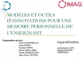 modeles et outils d annotations pour une memoire personnelle de l enseignant