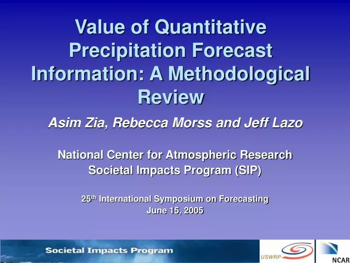 value of quantitative precipitation forecast information a methodological review