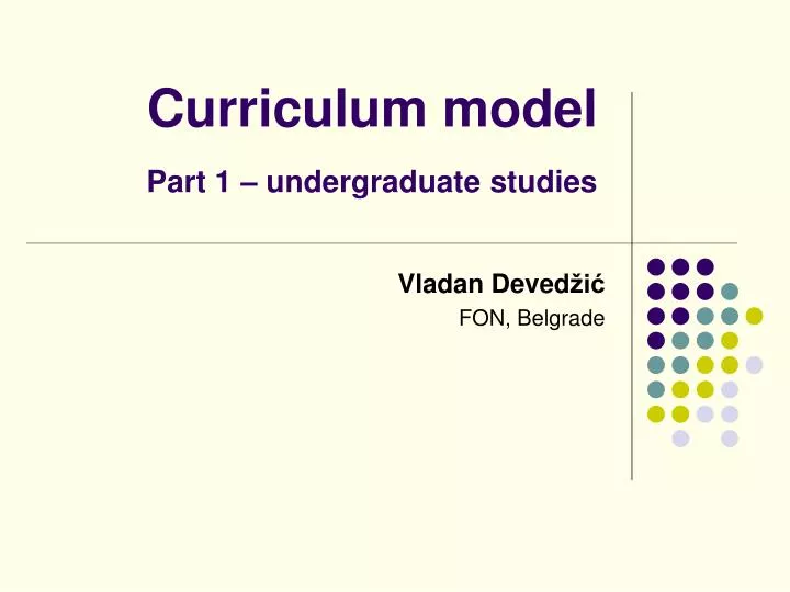 curriculum model part 1 undergraduate studies