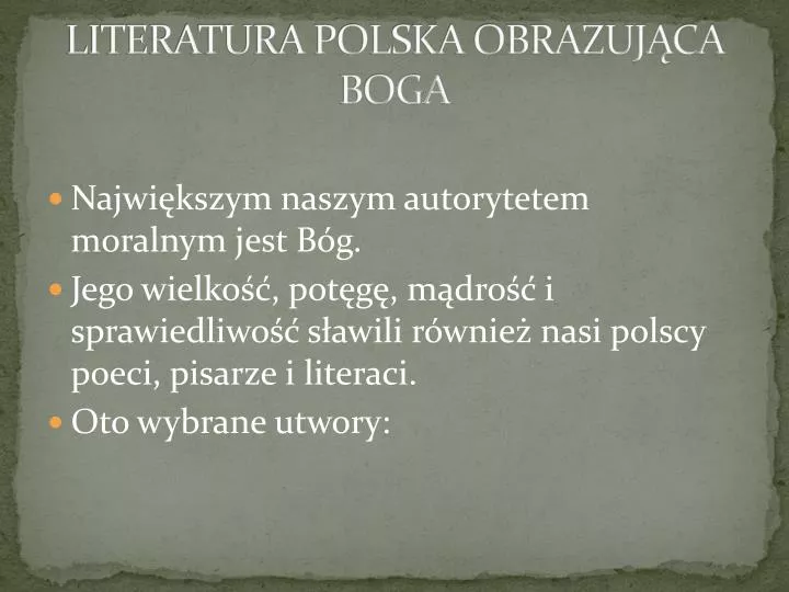 literatura polska obrazuj ca boga