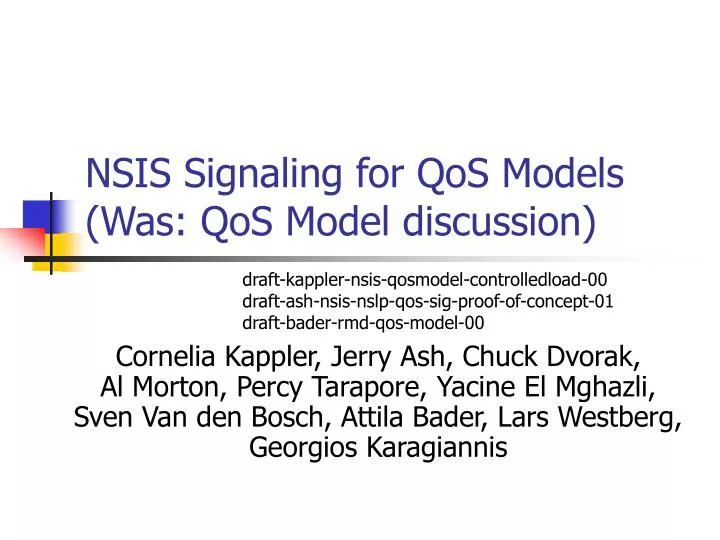 nsis signaling for qos models was qos model discussion