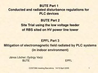 BUTE Part 1 Conducted and radiated disturbance regulations for PLC devices