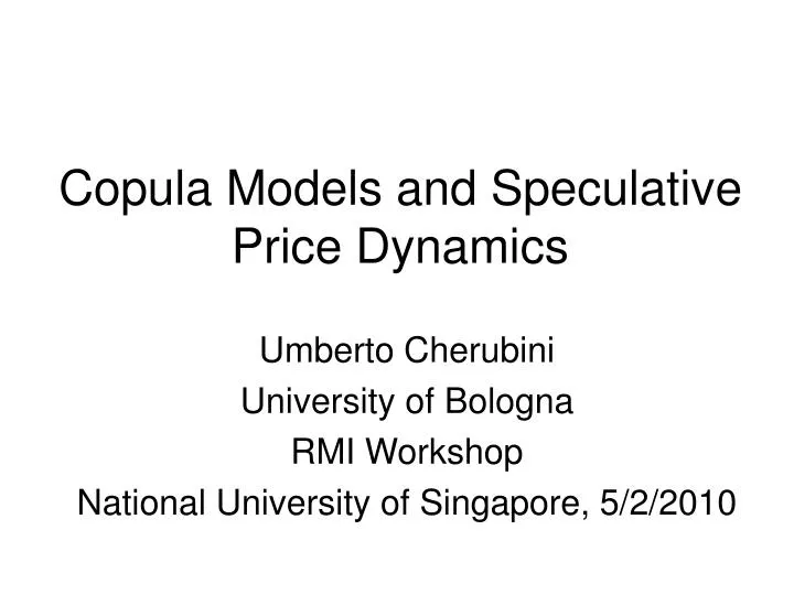 copula models and speculative price dynamics