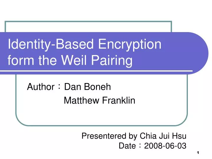 identity based encryption form the weil pairing
