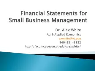 Financial Statements for Small Business Management