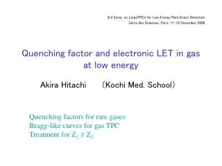 Quenching factor and electronic LET in gas at low energy