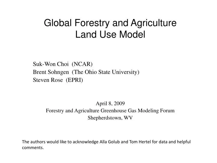 global forestry and agriculture land use model